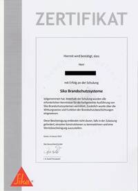 Zertifikat - Brandschutz